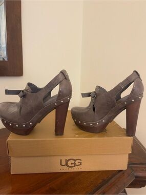 UGG Celestina Leather Studded Platform Mary Jane Heels